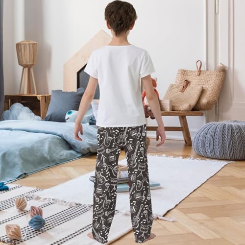 Boy's Pants Doodle Music Style Jogger Pants Elastic Waist Long Bottoms Trousers with Pockets 6-14 Years3