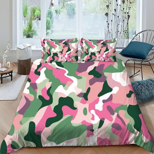 Housse de couette camouflage vert militaire imprimé lit 2 personnes - 2