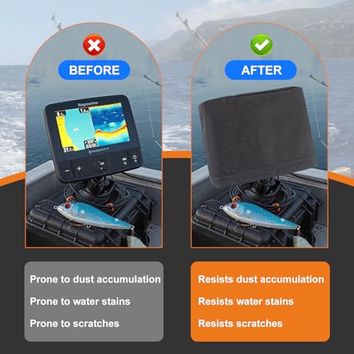 Image of Fishfinder Cover 3-10in,Depth Finder Oxford Fabric Waterproof Protection Accessories,for Hummingbird Lowrance Models,Protects Your Screen and Device from Sun Adverse Weather Damage Fishing