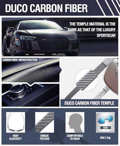 Image of DUCO Aviator Sunglasses for Men Women Carbon Fiber Polarized Sunglasses Men UV Protection for Driving Golf Fishing 3051