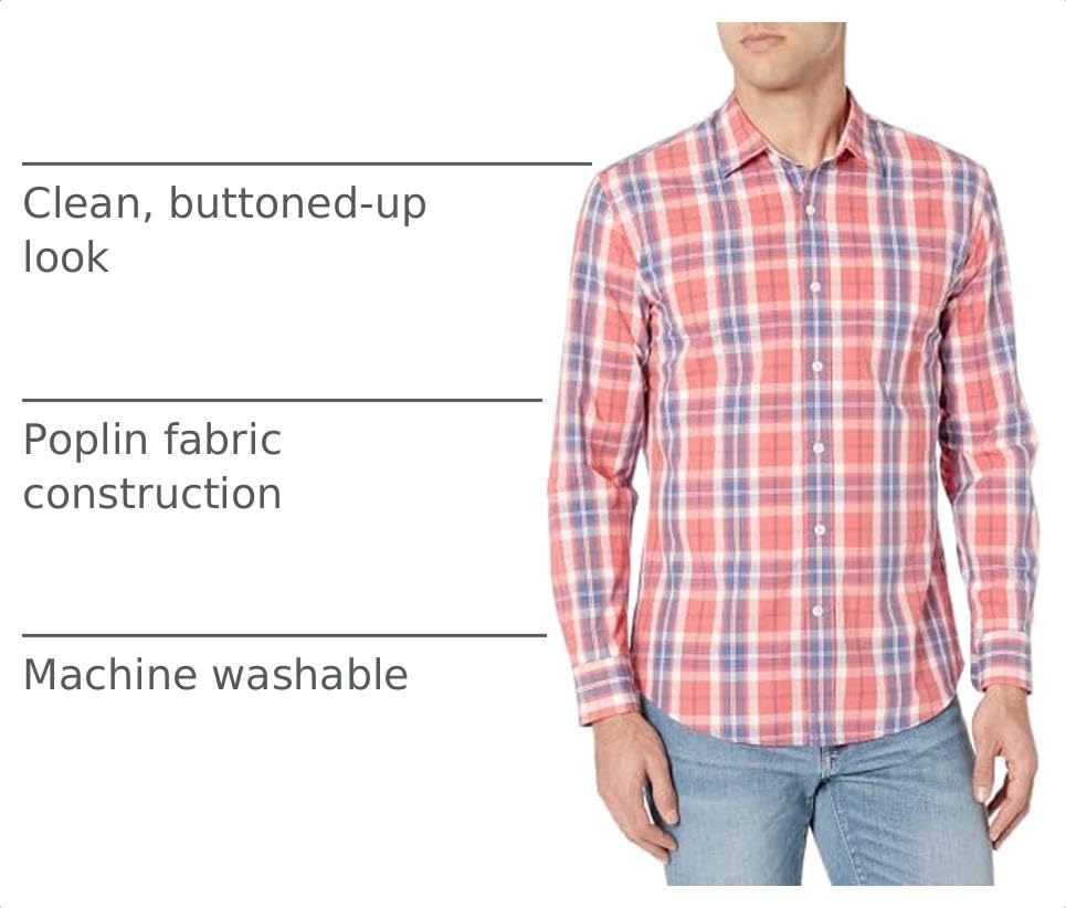 Image of Amazon Essentials Men's Regular-Fit Long-Sleeve Casual Poplin Shirt, Button Front, Business Casual, Collared
