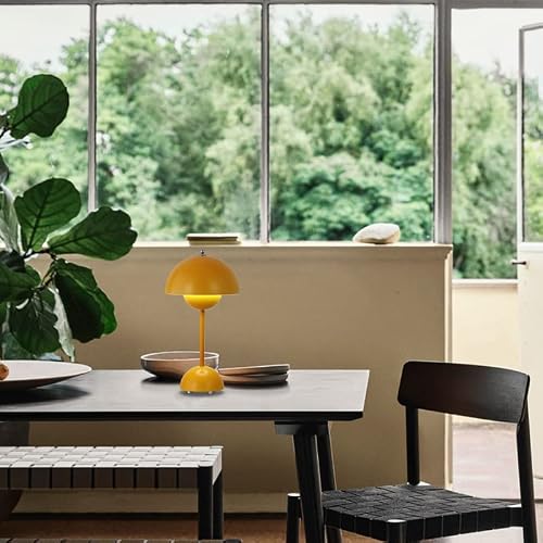 Litfad Modern Nordic Led Table Lamp Wrought Iron Macaron Table Light Creative Led Desk Lamp With Acrylic Shade - 110V-120V Usb Rechargeable Yellow #TOP4