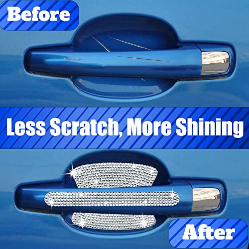 Yeapop 9 Pcs Of Rhinestone Car Door Handle Stickers & Bling Ring Emblem Sticker, Crystal Glitter Car Door Handle Protector Stickers, Bling Car Accessories For Women And Girls. #TOP2