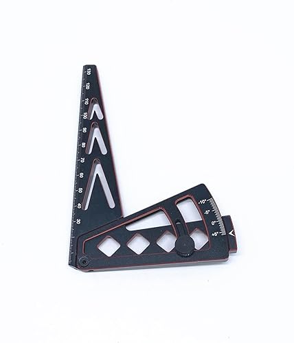 Miniatura 2 de KingVal Regla de metal ajustable para llanta de coche RC de metal, herramienta de medición de altura compatible con auto RC 110 18 17 (negro-rojo)