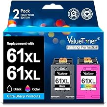 Valuetoner 61XL Ink Cartridges Replacement for HP 61 Ink Cartridge Combo Pack 61XL Works with HP Envy 4500 4502 5530 Deskjet 2540 3510 OfficeJet 4630 Printer 1 Black, 1 Tri-Color, 2-Pack