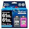 Valuetoner 61XL – Cartuchos de tinta de repuesto para HP 61, paquete combinado de cartuchos de tinta 61XL, funciona con impresoras HP Envy 4500 4502 5530 Deskjet 2540 3510 OfficeJet 4630 (1 negro, 1