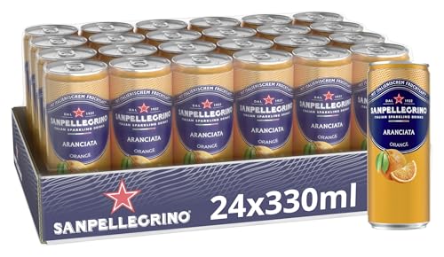 San Pellegrino Aranciata Orangen-Limonade mit 16% Orangensaft (aus Konzentrat) 24er Pack (24 x 330ml) Einweg-Dosen