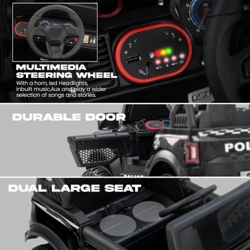 Image of Baybee CruzeX 4x4 Battery Operated Jeep for Kids with Parental Control | Baby Ride On Electric Car with RGB Lights, Music & Swing Mode | Rechargeable Battery Car for Kids 2 to 6 Years (Black)