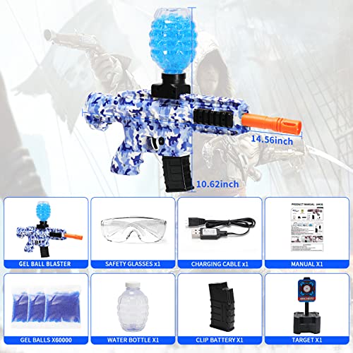 Nlfguw Electric Gel Ball Blaster Toys,Eco-Friendly Splatter Ball Blaster With 60000+ Water Beads,Automatic Outdoor Toys For Activities Team Game,For Adults And Kids Ages 12+(Blue) #TOP1