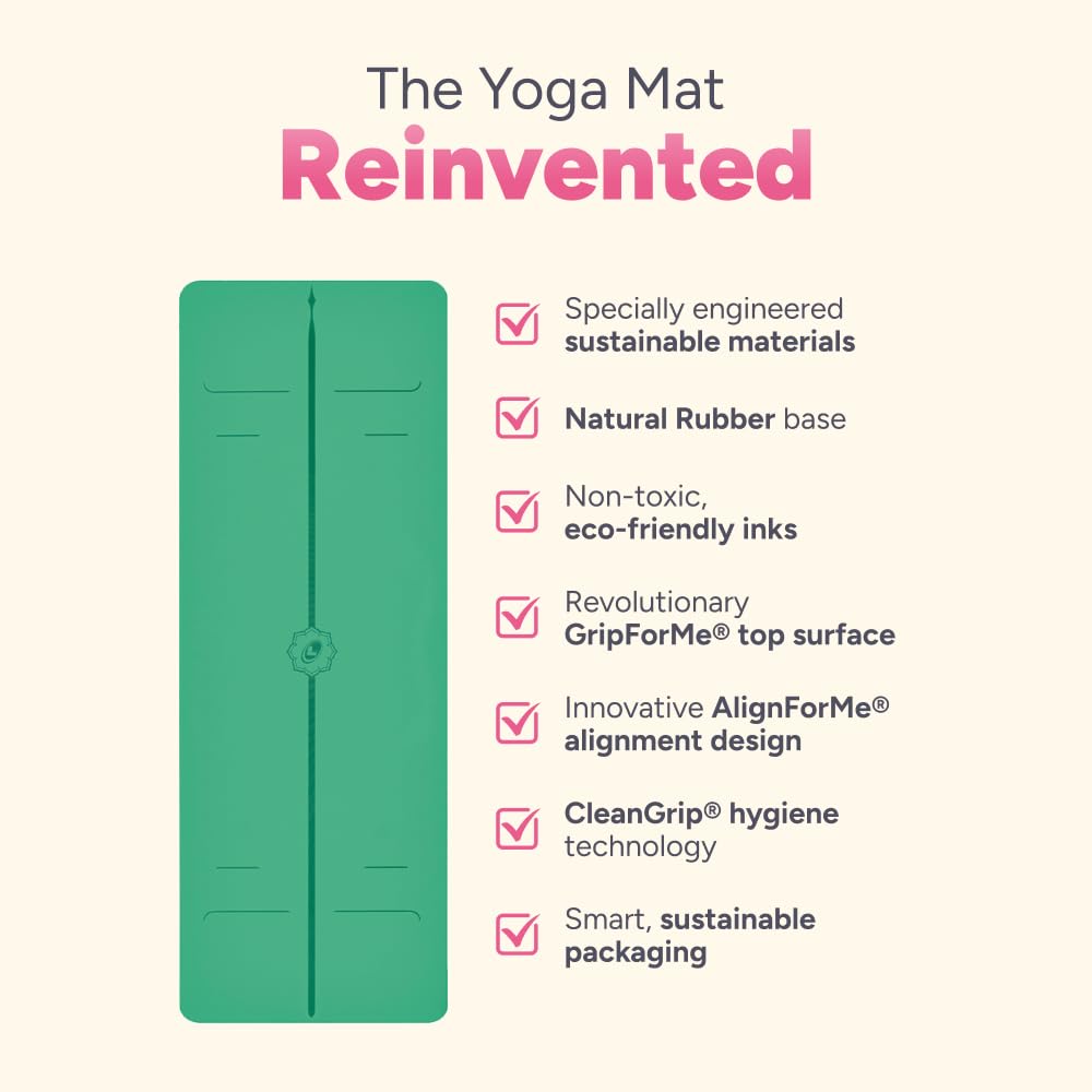 Liforme Tappetino da Yoga Evolve - Miglior Tappeto Yoga Eco-Sostenibile, AntiScivolo con Esclusivo Sistema di Indicatori di Allineamento - Tappetini Yoga Biodegradabile in Gomma Naturale