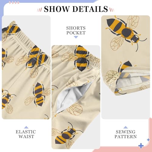 Pajama Pants Sleep Pants Soft Elastic Waist Pajama Lounge Pants Honey Bee for 6-14 Years Old4