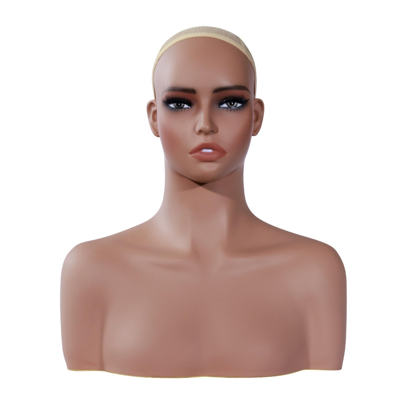 Milageto Manichino Testa Donna Busto Spalle Manichino Vetrina Supporto Esposizione Parrucche Accessori Bellezza in Pvc Realistico Finitura Pulita Adatto per Banconi Saloni Allestimenti Negozi Online