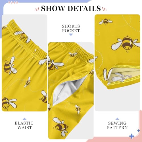 ZZXXB Bee Flying Boys Long Pants Soft Trousers Elastic Waist Kids Lounge Bottoms with Pockets S-XL4