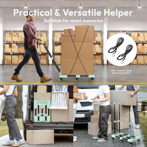 Carretilla plegable resistente con 4 ruedas y cuerdas elásticas miniatura 7