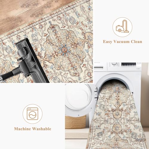 Pauwer Boho Hallway Runner Rug 2x6 Washable Entryway Area Rugs Non Slip Farmhouse Vintage Floor Mat Carpet Runner for Hallways Laundry Room Kitchen Bathroom Bedroom