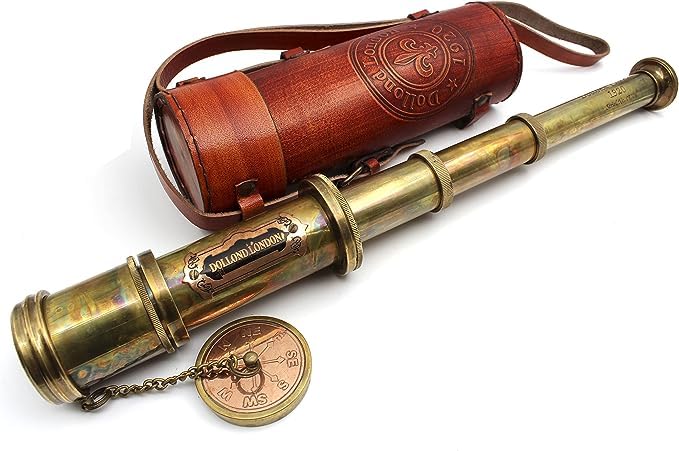 Vintage Brass Telescope with Leather Carry Box Nautical 18 Inches Lightweight Spyglass Golden Telescope Collectable Maritime Traveling Decor Item