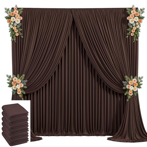 Image of 30x10ft Brown Backdrop Curtain for Wedding Parties Wrinkle Free Fabric Brown Drapes Backdrop Decoration for Baby Shower Birthday Photography Decoration 6 Panels, 5ft x 10ft