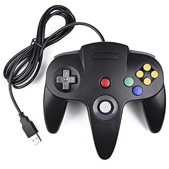 SAFFUN Classic N64 Controller, N64 Wired USB PC Game pad Joystick, N64 Bit USB Wired Game stick Joy pad Controller for Windows PC MAC Linux Raspberry Pi 3 Genesis Higan (Black)
