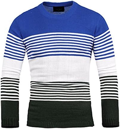 Men's Premium Two tone Striped Crewneck Sweater Jumper Knit Pullover