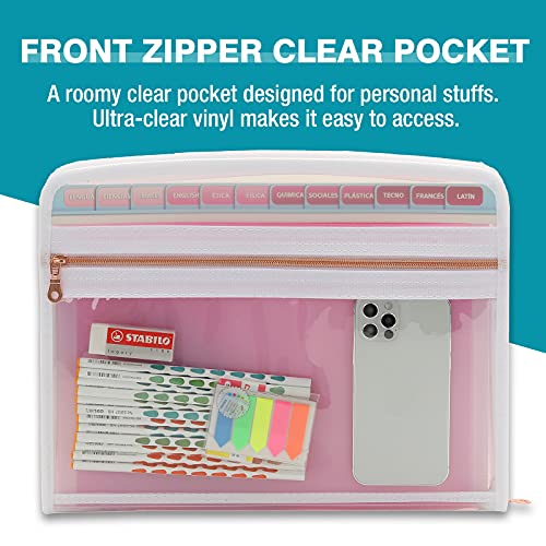 13 Pocket Expanding File Folder Organizer, Accordion File Organizer Folder, Acordian File Keeper 12 Pocket, Expandable Filing Folders For Documents, Papers Letter Size, Pink #TOP1