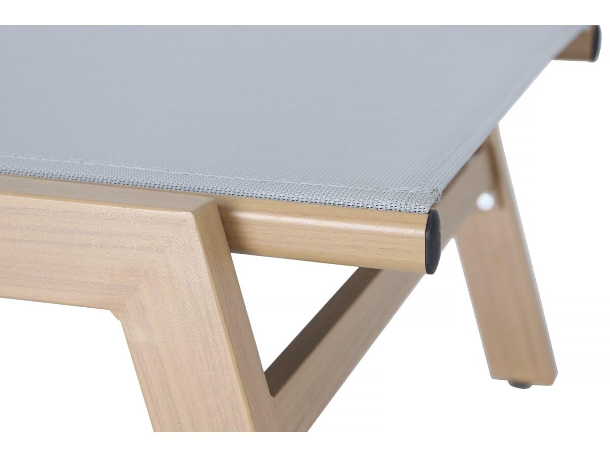 habitat et jardin Aluminium-Sonnenliege mit Holzoptik Elysia – Hellgrau