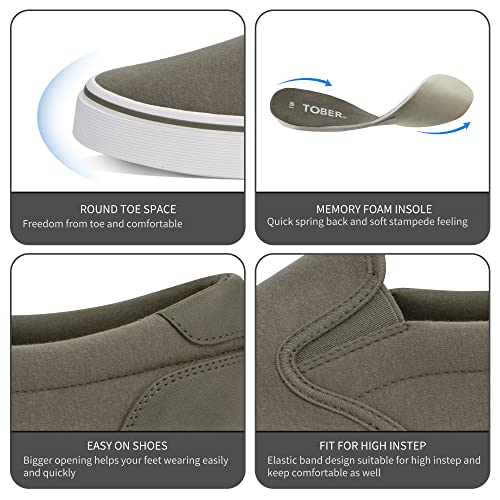 Tober Men's Caual Slip On Shoes Black Canvas Walking Shoes Loafers Laceless Fashion Sneaker With Memory Foam Insole/Durable Rubber/Soft Material #TOP3