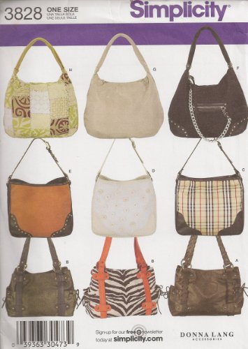 Patron sac à main Simplicity 3828 Donna Lang gabarit couture trois styles accessoires