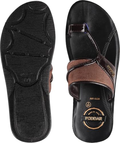 Image of Poddar Men's Flat Sandals - Stylish Toe Ring Slip-On Chappal for Casual, Party & Ethnic Wear