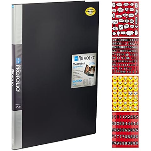 Itoya Polyproplene Art Storage/Display Books 18" x 24" | 24 Pages/48 Views | Scrapbooking Stickers 4 Pages of Emojis, Quotes, Letters & Numbers Cover