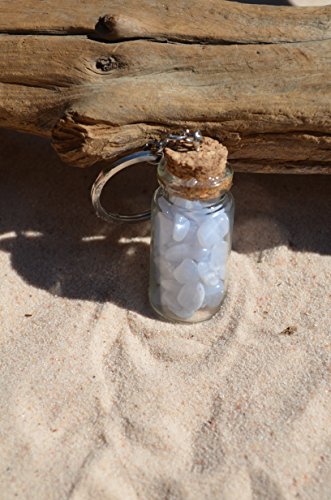Blue Lace Agate Stones In A Vial Keychain #TOP2