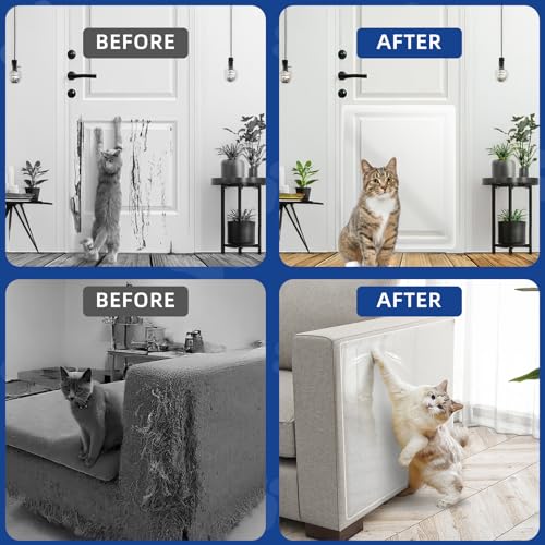 Kratzschutz Sofa Katze Transparent 5m x 42cm: TOOSOFt Katzen Kratzschutz Selbstklebend Tape Extra Lang - Anti Kratz Folie für Katzen Flexibler Schnitt - Sofaschutz Katze für Moebel Couch Tür Wand