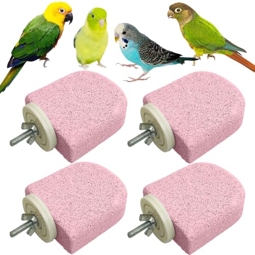 Image of PINVNBY 4 PCS Bird Perch Stands Parrot Calcium Perch Beak Grinding Stone Foot Claws Trimmer Parakeet Platform Parrot Chewing Toys for Small Medium Cockatiel Conure Lovebird Finch(Purple)
