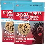 Charlee Bear Original Crunch Dog Training Treats, Turkey Liver & Cranberries, 3 Calories Each, Low Calorie Natural Rewards for Puppies to Adult Dogs, Made in USA, 16 oz (2-Pack)