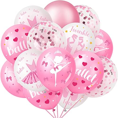 48 Pieces Ballerina Birthday Party Decorations Ballerina Balloons Pink and White Balloons Ballet Balloons Ballerina Pink Balloons Ballerina Decorations for Baby Shower Birthday Wedding Party Supplies