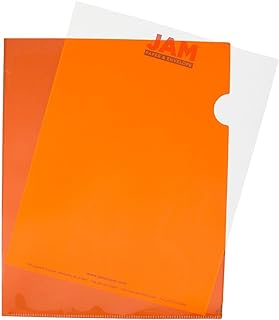 JAM PAPER Plastic Sleeves - Letter Size - 9 x 11 1/2 - Orange Project Pockets - 120 Bulk Page Protectors/Pack