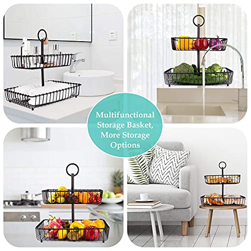 Cesta para verduras de 2 pisos con espacio extragrande y metal de alta calidad 7