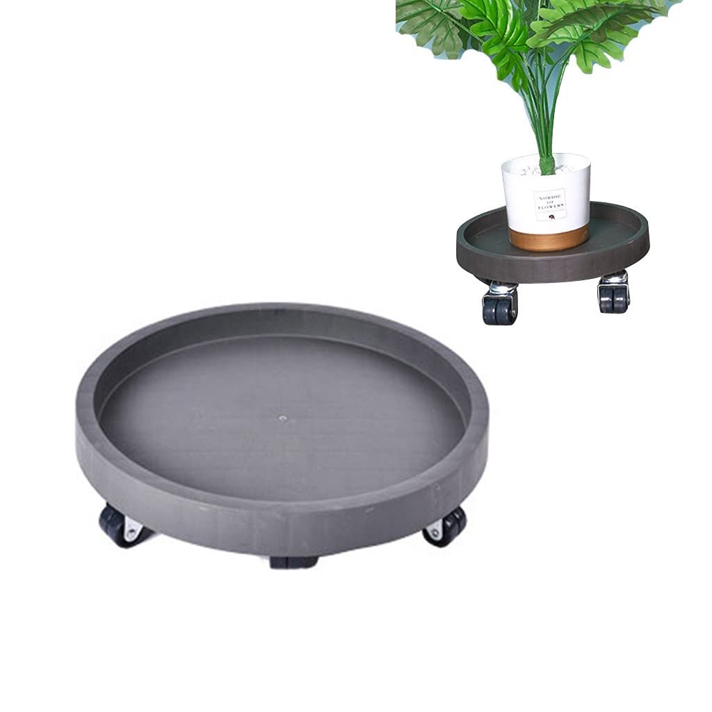 Chariot de pot de fleurs rond mobile roulettes soucoupe plante gris 160kg