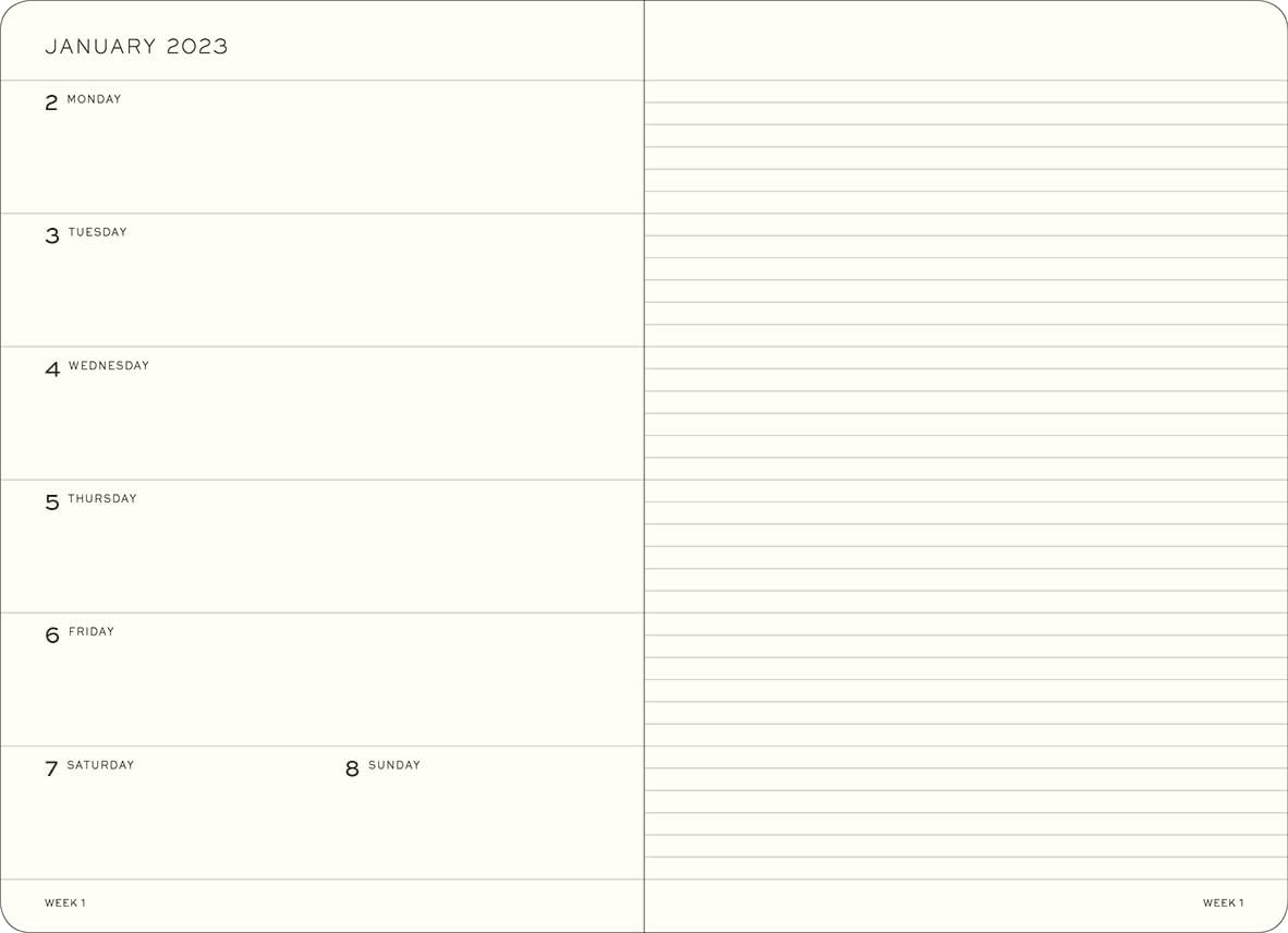 LEUCHTTURM1917-18-month Medium A5 Hardcover Weekly Planner and Notebook, Jul. 2022 - Dec. 2023, English (Lilac)