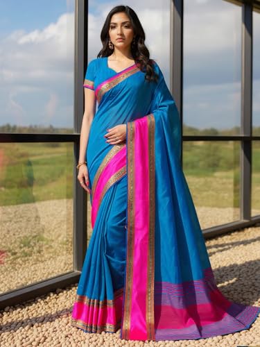 Image of AKHILAM Women's Kanjivaram Woven Soft Silk Saree With Blouse Piece