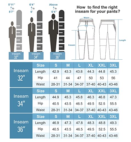 32"/34"/36" Inseam Tall Mens Sweatpants Zipper Pocket Extra Tall Joggers Workout Pants #TOP5