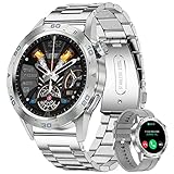 Llamadas por Bluetooth y notificaciones inteligentes: LIGE reloj inteligente hombre se conecta a tu teléfono a través de Bluetooth y puedes hacer llamadas directamente desde tu smartwatch, lo cual es rápido, cómodo y estable. El smartwatch sincronizará la información de su teléfono para que no pierda las llamadas y mensajes importantes incluso cuando esté ocupado. El smartwatch es un producto inteligente indispensable al igual que tu teléfono móvil.