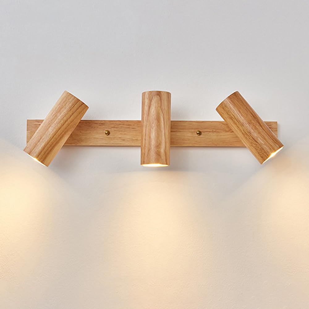 BHGFYXBS Led Ceiling Spotlight Kitchen Island Fixed Track Lighting Kit Wood Spot Light Ceiling Bar, Adjustable Ceiling Spotlights Accent Lamps Vanity Lights For Home Office Laundr,3000k-3light