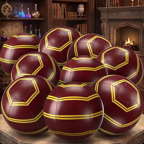 Hollowfly 12 Pack Magical Wizard Themed Beach Ball 12 Inflatable Burgundy Gold Magic Wizard Party Favor Gifts Bulk for Birthday End of The Year Swimming Pool Beach Party Supplies Decorations