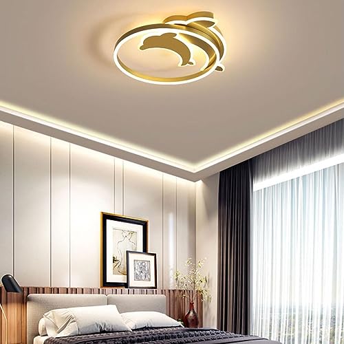 Plafonnier design Golden Dolphin lustre minimaliste chambre et salon - 4