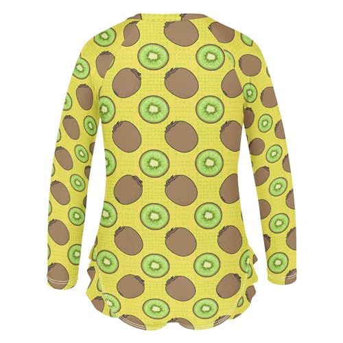 Kiwi Fruit Girls Long Sleeve Rashguard Swimsuit UV Protection One-Piece Swimwear Bathing Suit B04047293