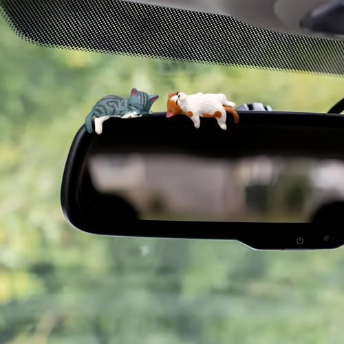 Image of 5Pcs Car Decor Accessories, Car Toys for Car Interior, Sleeping Cat Figurines for Rearview Mirror Home Office Any Occasion