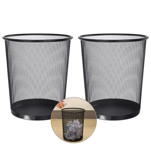 El Mejor Listado de Bote de basura medidas los preferidos por los clientes. 49 Paquete 2 Botes de Basura de Malla Metálicos, Basurero de Malla, Multiusos, para Oficina, Casa, Escuela, color Negro