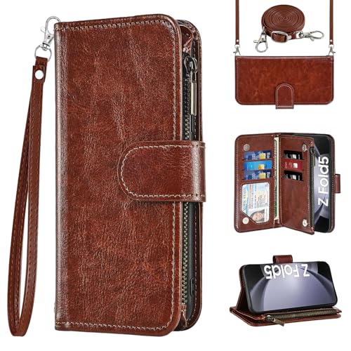 Étui en cuir Samsung Galaxy Z Fold 5 5G Asuwish premium avec fermeture zippée chic