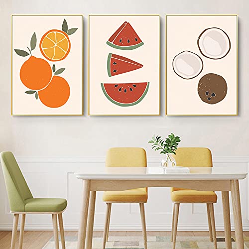 Toile de noix de coco abstraite art mural scandinave nordique 3 pièces sans cadre pour salon 70x100cm