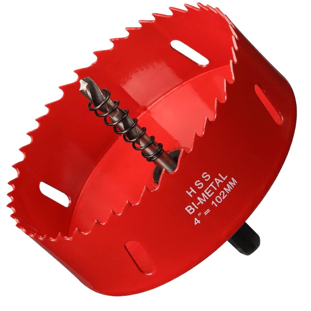 Sega a tazza da 4 pollici per legno Taglierina bimetallica HSS per tubi di sfiato in plastica per cartongesso in legno e lamiera di metallo morbido, 102MM